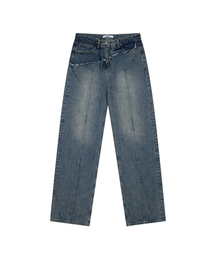 CUTOUT LAYER PINTUCK DENIM, BLUE