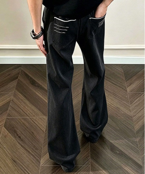 DOUBLE STEAL(ダブルスティール)の「DSコントラストステッチフレアスラックス(スラックス・メンズ・グレー/ブラック・X-LARGE/LARGE/MEDIUM)」の2枚目の写真