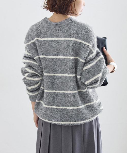 journal standard L'essage(ジャーナルスタンダードレサージュ)の「《一部WEB限定カラー/》2WAYウールシャギーMIXボーダープルオーバー(ニット/セーター・レディース・アイボリー/グレー/ブラック・FREE)」の14枚目の写真