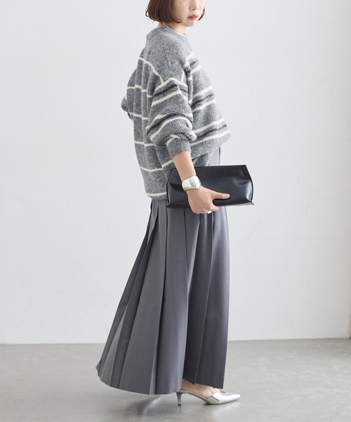 journal standard L'essage(ジャーナルスタンダードレサージュ)の「《一部WEB限定カラー/》2WAYウールシャギーMIXボーダープルオーバー(ニット/セーター・レディース・アイボリー/グレー/ブラック・FREE)」の16枚目の写真