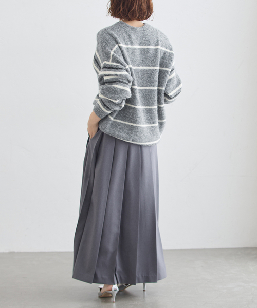 journal standard L'essage(ジャーナルスタンダードレサージュ)の「《一部WEB限定カラー/》2WAYウールシャギーMIXボーダープルオーバー(ニット/セーター・レディース・アイボリー/グレー/ブラック・FREE)」の17枚目の写真