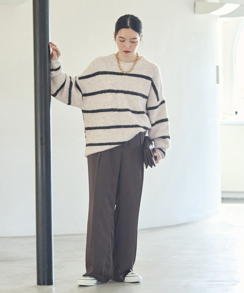 journal standard L'essage(ジャーナルスタンダードレサージュ)の「《一部WEB限定カラー/》2WAYウールシャギーMIXボーダープルオーバー(ニット/セーター・レディース・アイボリー/グレー/ブラック・FREE)」の21枚目の写真