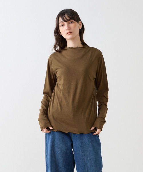 LOGEMENT DE CLAIRE(ロジュモンドクレール)の「シアーボトルネックインナー(Tシャツ/カットソー・レディース・カーキ/キナリ/ブラック/レンガ・FREE)」の3枚目の写真