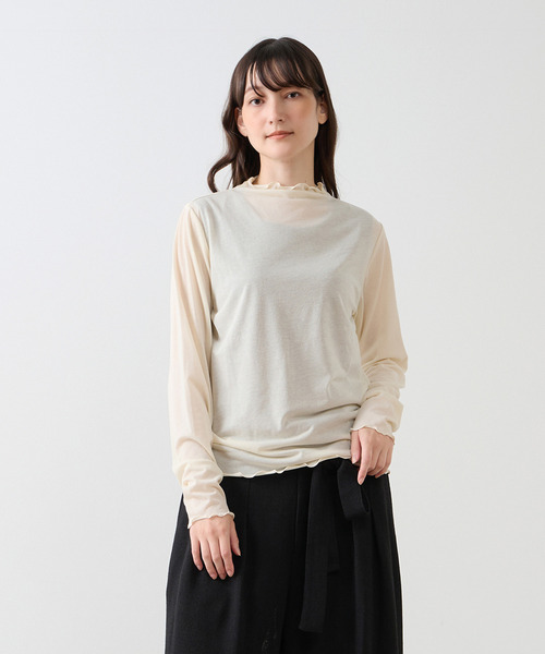 LOGEMENT DE CLAIRE(ロジュモンドクレール)の「シアーボトルネックインナー(Tシャツ/カットソー・レディース・カーキ/キナリ/ブラック/レンガ・FREE)」の1枚目の写真