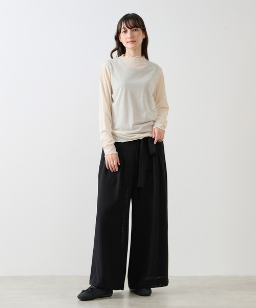 LOGEMENT DE CLAIRE(ロジュモンドクレール)の「シアーボトルネックインナー(Tシャツ/カットソー・レディース・カーキ/キナリ/ブラック/レンガ・FREE)」の5枚目の写真