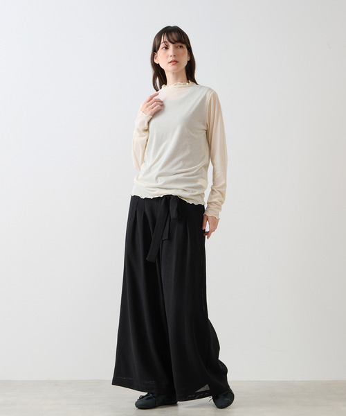 LOGEMENT DE CLAIRE(ロジュモンドクレール)の「シアーボトルネックインナー(Tシャツ/カットソー・レディース・カーキ/キナリ/ブラック/レンガ・FREE)」の21枚目の写真