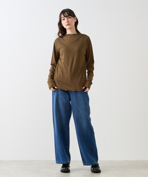 LOGEMENT DE CLAIRE(ロジュモンドクレール)の「シアーボトルネックインナー(Tシャツ/カットソー・レディース・カーキ/キナリ/ブラック/レンガ・FREE)」の9枚目の写真