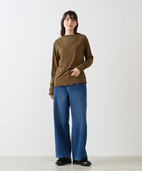 LOGEMENT DE CLAIRE(ロジュモンドクレール)の「シアーボトルネックインナー(Tシャツ/カットソー・レディース・カーキ/キナリ/ブラック/レンガ・FREE)」の10枚目の写真
