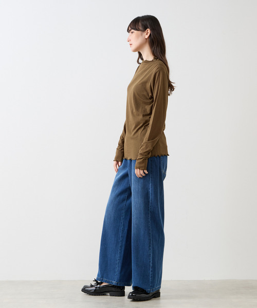 LOGEMENT DE CLAIRE(ロジュモンドクレール)の「シアーボトルネックインナー(Tシャツ/カットソー・レディース・カーキ/キナリ/ブラック/レンガ・FREE)」の13枚目の写真