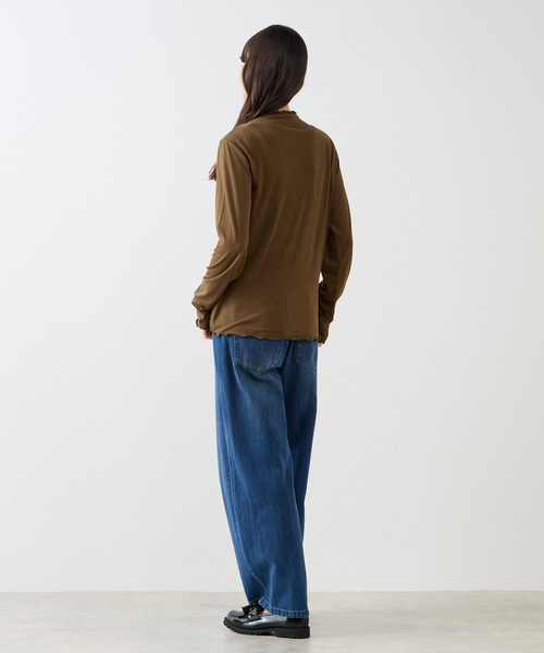 LOGEMENT DE CLAIRE(ロジュモンドクレール)の「シアーボトルネックインナー(Tシャツ/カットソー・レディース・カーキ/キナリ/ブラック/レンガ・FREE)」の14枚目の写真