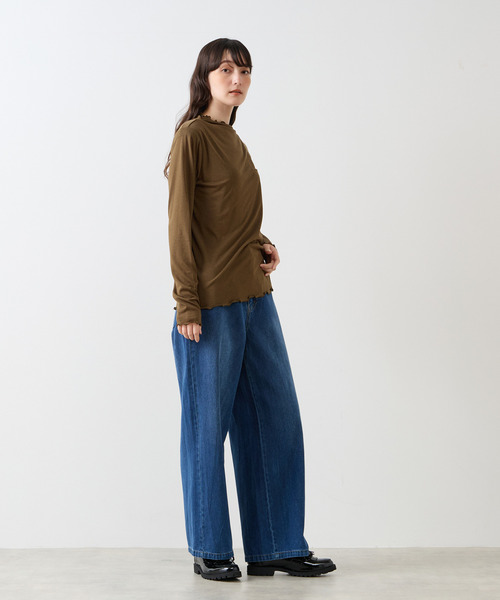 LOGEMENT DE CLAIRE(ロジュモンドクレール)の「シアーボトルネックインナー(Tシャツ/カットソー・レディース・カーキ/キナリ/ブラック/レンガ・FREE)」の18枚目の写真