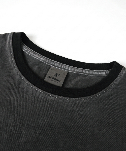 AFRESH(アフレッシュ)の「WASHED PIGMENT リンガー マッスルフィット ショートスリーブ_2color(Tシャツ/カットソー・メンズ・チャコールグレー/グレー・XX-LARGE/MEDIUM/LARGE/X-LARGE)」の4枚目の写真