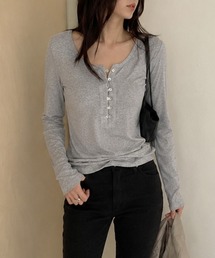 Henley Neck Slim Tee / ヘンリーネックスリムTシャツ