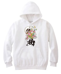NIPOP(ニポップ) プルパーカー スウェット 裏毛 風神 和 イラスト プリント インバウンド お土産 トップス メンズ ユニセックス