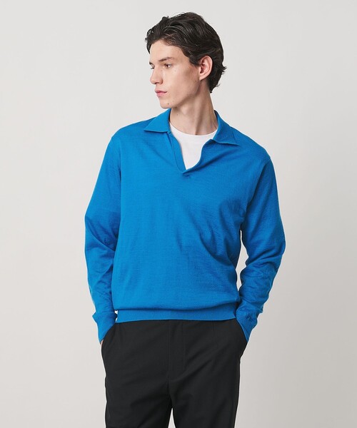 UNITED ARROWS(ユナイテッドアローズ)の「アルパカ/ウール スキッパー ニット(ニット/セーター・メンズ・コバルトブルー/ブラック・XL/L/M/S)」の2枚目の写真