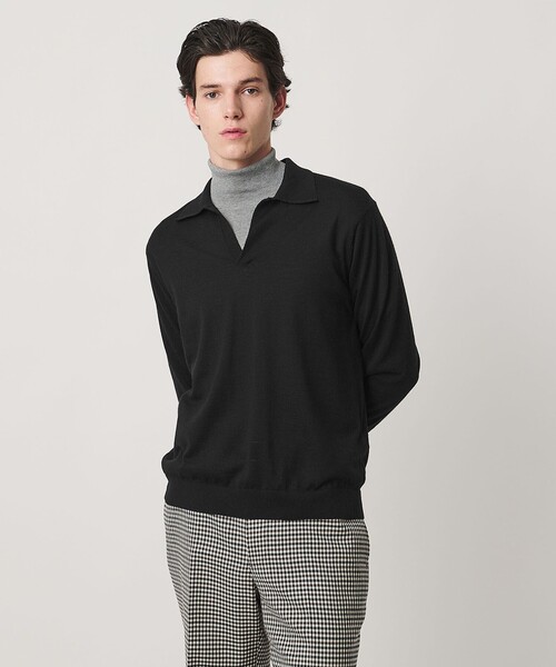 UNITED ARROWS(ユナイテッドアローズ)の「アルパカ/ウール スキッパー ニット(ニット/セーター・メンズ・コバルトブルー/ブラック・XL/L/M/S)」の1枚目の写真