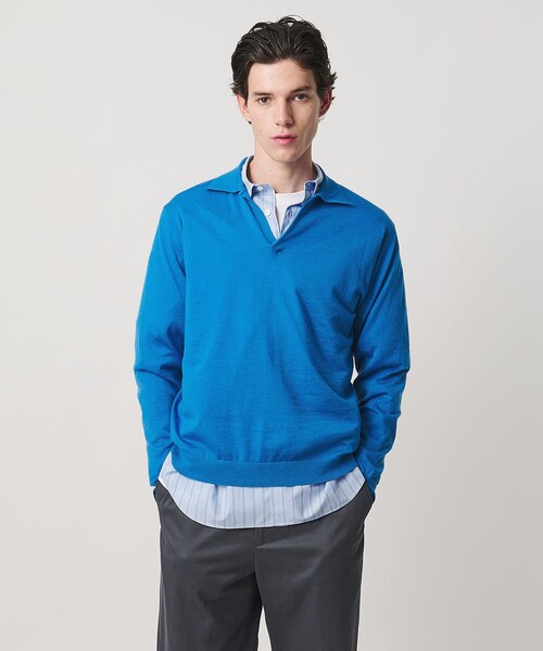 UNITED ARROWS(ユナイテッドアローズ)の「アルパカ/ウール スキッパー ニット(ニット/セーター・メンズ・コバルトブルー/ブラック・XL/L/M/S)」の3枚目の写真