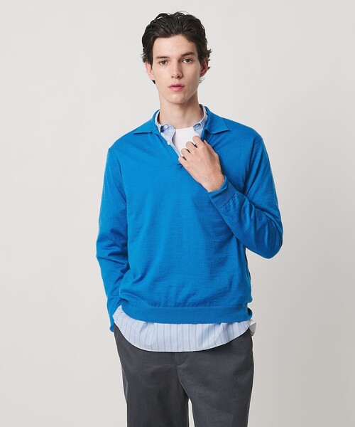 UNITED ARROWS(ユナイテッドアローズ)の「アルパカ/ウール スキッパー ニット(ニット/セーター・メンズ・コバルトブルー/ブラック・XL/L/M/S)」の4枚目の写真