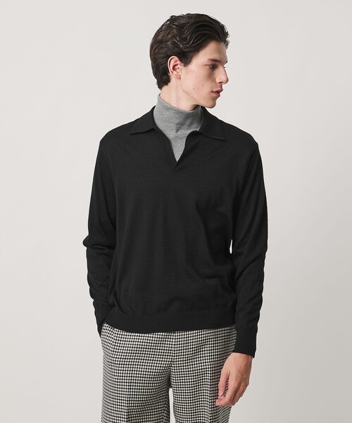 UNITED ARROWS(ユナイテッドアローズ)の「アルパカ/ウール スキッパー ニット(ニット/セーター・メンズ・コバルトブルー/ブラック・XL/L/M/S)」の6枚目の写真
