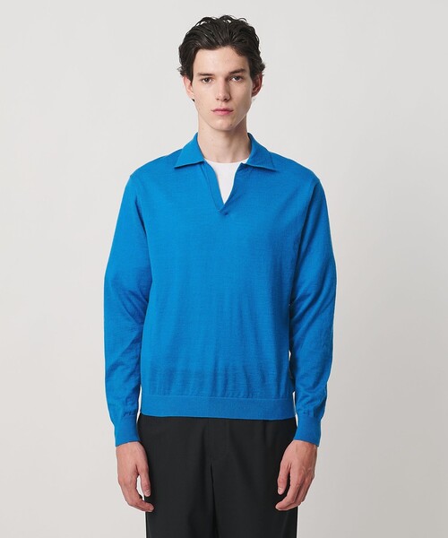 UNITED ARROWS(ユナイテッドアローズ)の「アルパカ/ウール スキッパー ニット(ニット/セーター・メンズ・コバルトブルー/ブラック・XL/L/M/S)」の9枚目の写真