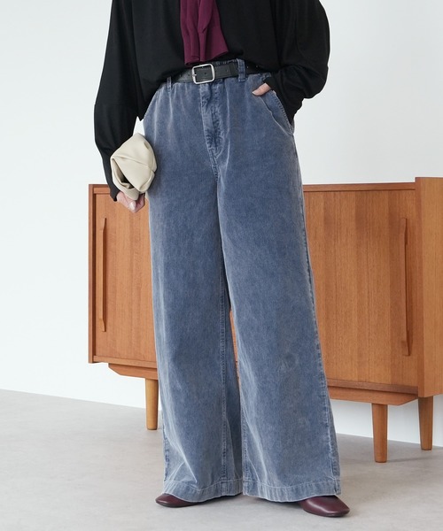 reca(レカ)の「コーデュロイワイドパンツ(その他パンツ・レディース・ブルー系その他・S/M/L)」の1枚目の写真
