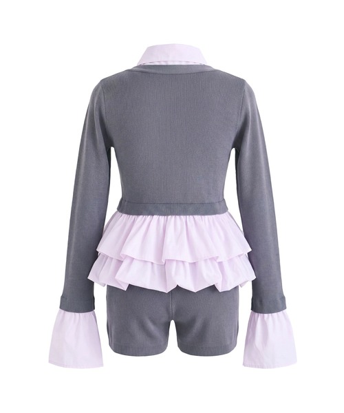 Rose Muse(ロゼミューズ)の「Layered Shirt & Knit Set up(セットアップ・レディース・チャコール・FREE)」の7枚目の写真