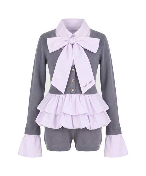 Rose Muse(ロゼミューズ)の「Layered Shirt & Knit Set up(セットアップ・レディース・チャコール・FREE)」の6枚目の写真