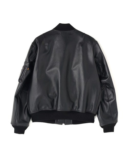 Alpha Industries(アルファインダストリーズ)の「【日本限定】Alpha Industries/アルファ インダストリーズ/LEATHER MA-1 FLIGHT JACKET/レザーMA-1 フライトジャケット(MA-1・メンズ・ブラック・XL/L/M/S)」の3枚目の写真