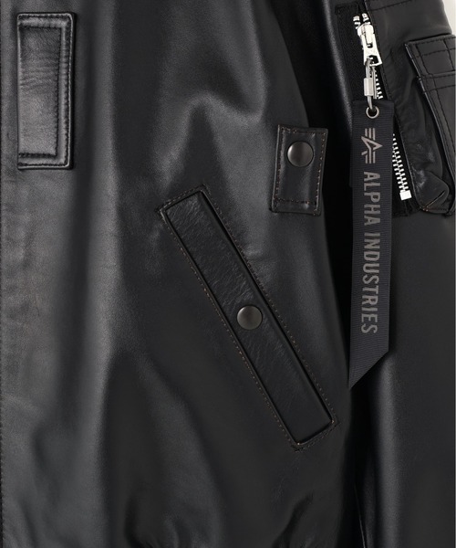 Alpha Industries(アルファインダストリーズ)の「【日本限定】Alpha Industries/アルファ インダストリーズ/LEATHER MA-1 FLIGHT JACKET/レザーMA-1 フライトジャケット(MA-1・メンズ・ブラック・XL/L/M/S)」の7枚目の写真