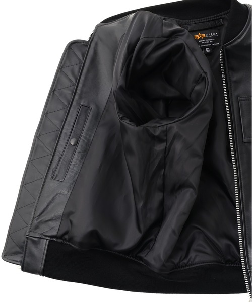 Alpha Industries(アルファインダストリーズ)の「【日本限定】Alpha Industries/アルファ インダストリーズ/LEATHER MA-1 FLIGHT JACKET/レザーMA-1 フライトジャケット(MA-1・メンズ・ブラック・XL/L/M/S)」の9枚目の写真