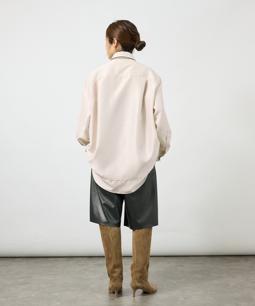 VERMEIL par iena(ヴェルメイユパーイエナ)の「Shantung オーバーシャツ(シャツ/ブラウス・レディース・キャメル/ホワイト×ホワイト・FREE)」の5枚目の写真