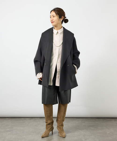 VERMEIL par iena(ヴェルメイユパーイエナ)の「Shantung オーバーシャツ(シャツ/ブラウス・レディース・キャメル/ホワイト×ホワイト・FREE)」の6枚目の写真