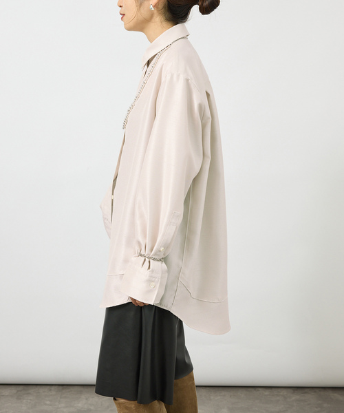 VERMEIL par iena(ヴェルメイユパーイエナ)の「Shantung オーバーシャツ(シャツ/ブラウス・レディース・キャメル/ホワイト×ホワイト・FREE)」の8枚目の写真