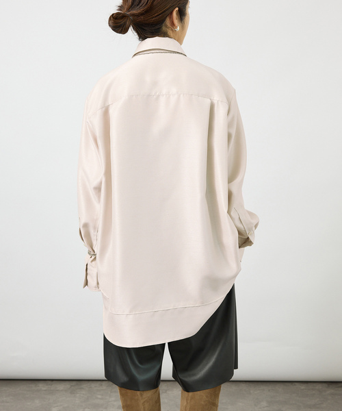VERMEIL par iena(ヴェルメイユパーイエナ)の「Shantung オーバーシャツ(シャツ/ブラウス・レディース・キャメル/ホワイト×ホワイト・FREE)」の9枚目の写真