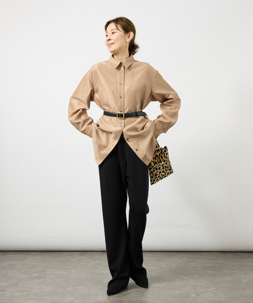 VERMEIL par iena(ヴェルメイユパーイエナ)の「Shantung オーバーシャツ(シャツ/ブラウス・レディース・キャメル/ホワイト×ホワイト・FREE)」の11枚目の写真