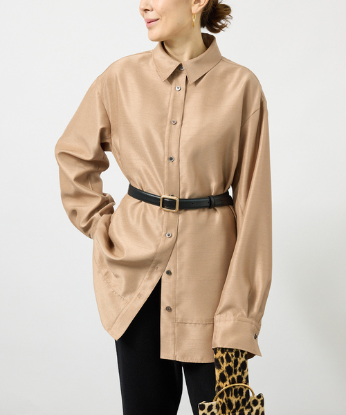 VERMEIL par iena(ヴェルメイユパーイエナ)の「Shantung オーバーシャツ(シャツ/ブラウス・レディース・キャメル/ホワイト×ホワイト・FREE)」の14枚目の写真