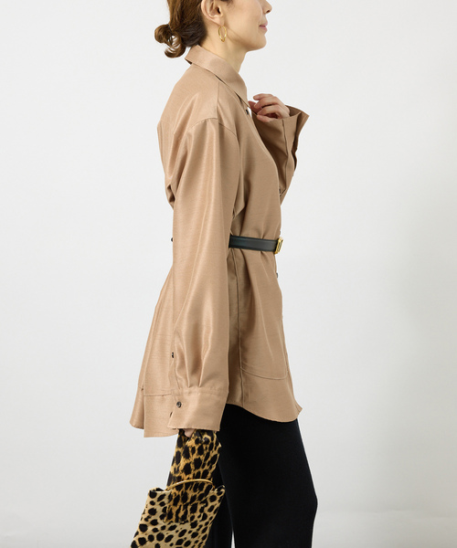 VERMEIL par iena(ヴェルメイユパーイエナ)の「Shantung オーバーシャツ(シャツ/ブラウス・レディース・キャメル/ホワイト×ホワイト・FREE)」の16枚目の写真