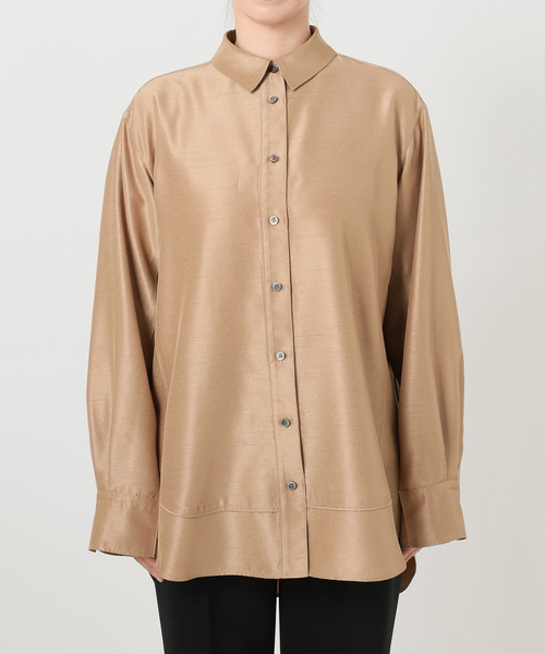 VERMEIL par iena(ヴェルメイユパーイエナ)の「Shantung オーバーシャツ(シャツ/ブラウス・レディース・キャメル/ホワイト×ホワイト・FREE)」の17枚目の写真