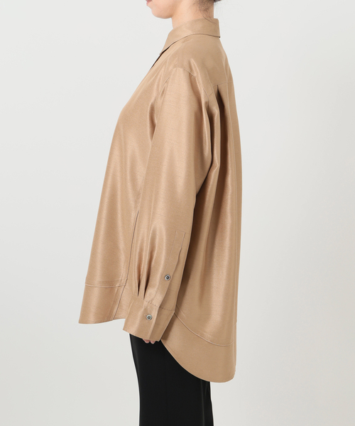 VERMEIL par iena(ヴェルメイユパーイエナ)の「Shantung オーバーシャツ(シャツ/ブラウス・レディース・キャメル/ホワイト×ホワイト・FREE)」の18枚目の写真