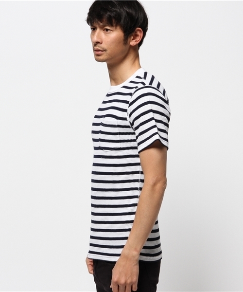 Abiding Aim(アバイディングエイム)の「【JEMORGAN】サーマルボーダー半袖ポケットTシャツ(Tシャツ/カットソー・メンズ・トップグレー/ネイビー/ホワイト・LARGE/MEDIUM/SMALL/X-LARGE)」の4枚目の写真