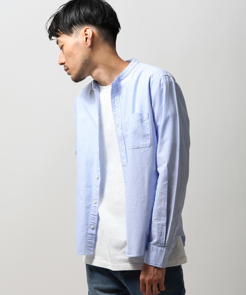 ZIP FIVE(ジップファイブ)の「【MADE IN JAPAN】オックスフォード バンドカラーシャツ 【日本製】(シャツ/ブラウス・メンズ・チャコール/ネイビー/サックスブルー/オリーブ/ブルー/グレー/ホワイト/ワイン/ブラック・X-SMALL/LARGE/X-LARGE/XX-LARGE/MEDIUM/SMALL)」の7枚目の写真