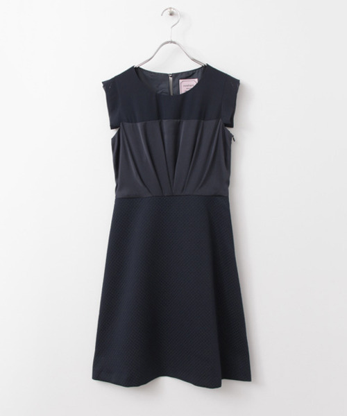 URBAN RESEARCH（アーバンリサーチ）の「UR COUTURE MAISON　異素材切り替えワンピース（ワンピース・レディース・ベージュ/ネイビー/ブラック・38）」の3枚目の写真