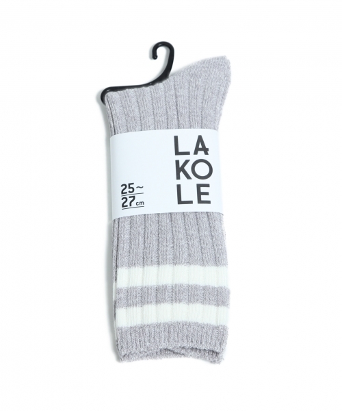 LAKOLE（ラコレ）の「【抗菌防臭】リブラインソックス / LAKOLE（ソックス/靴下・メンズ・ブラック/グレー/ホワイト・M/L）」の3枚目の写真