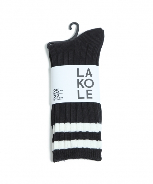 LAKOLE（ラコレ）の「【抗菌防臭】リブラインソックス / LAKOLE（ソックス/靴下・メンズ・ブラック/グレー/ホワイト・M/L）」の2枚目の写真