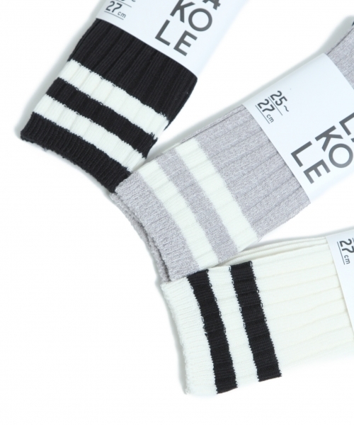 LAKOLE（ラコレ）の「【抗菌防臭】リブラインソックス / LAKOLE（ソックス/靴下・メンズ・ブラック/グレー/ホワイト・M/L）」の4枚目の写真