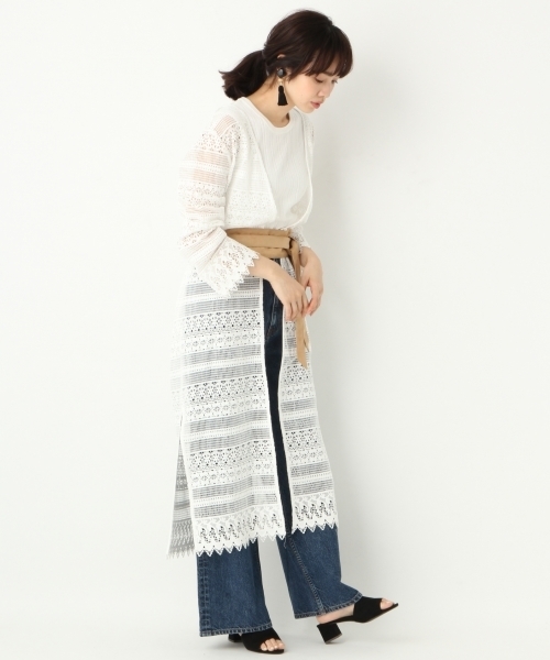 A part by(アパートバイ)の「Cソウレースガウン 751752 (カーディガン/ボレロ・レディース・ホワイト/ブラック・FREE)」の1枚目の写真