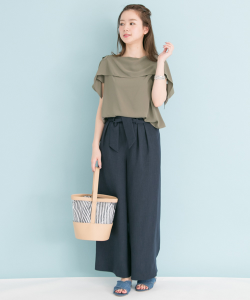 URBAN RESEARCH（アーバンリサーチ）の「UR オープンショルダー肩リボンブラウス（シャツ/ブラウス・レディース・ベージュ系その他/ピンク/ブラック/カーキ・FREE）」の7枚目の写真