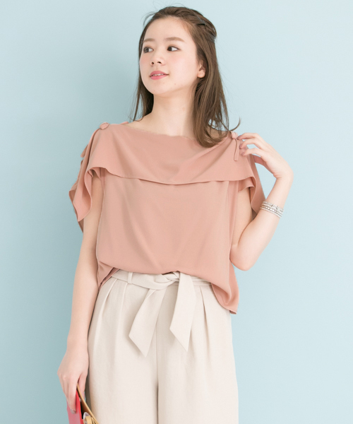 URBAN RESEARCH（アーバンリサーチ）の「UR オープンショルダー肩リボンブラウス（シャツ/ブラウス・レディース・ベージュ系その他/ピンク/ブラック/カーキ・FREE）」の8枚目の写真