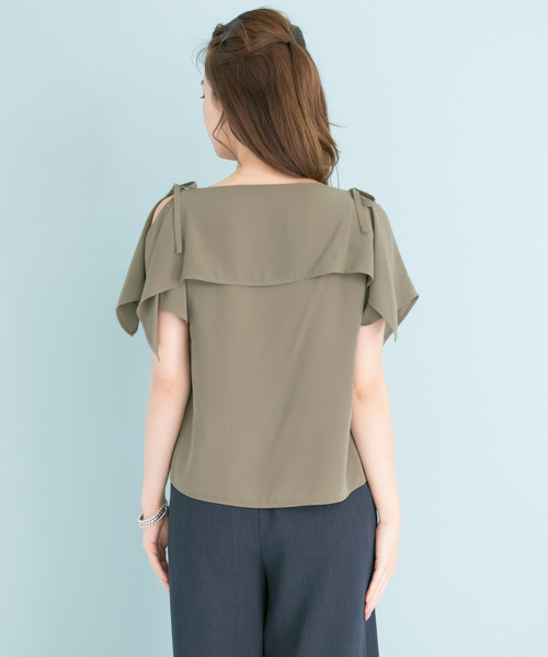 URBAN RESEARCH（アーバンリサーチ）の「UR オープンショルダー肩リボンブラウス（シャツ/ブラウス・レディース・ベージュ系その他/ピンク/ブラック/カーキ・FREE）」の12枚目の写真