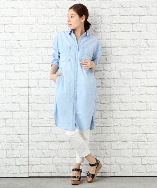 LEPSIM（レプシィム）の「デニムデザインシャツワンピース7S　757938（シャツワンピース・レディース・ライトブルー/ブルー・LARGE/MEDIUM）」の16枚目の写真